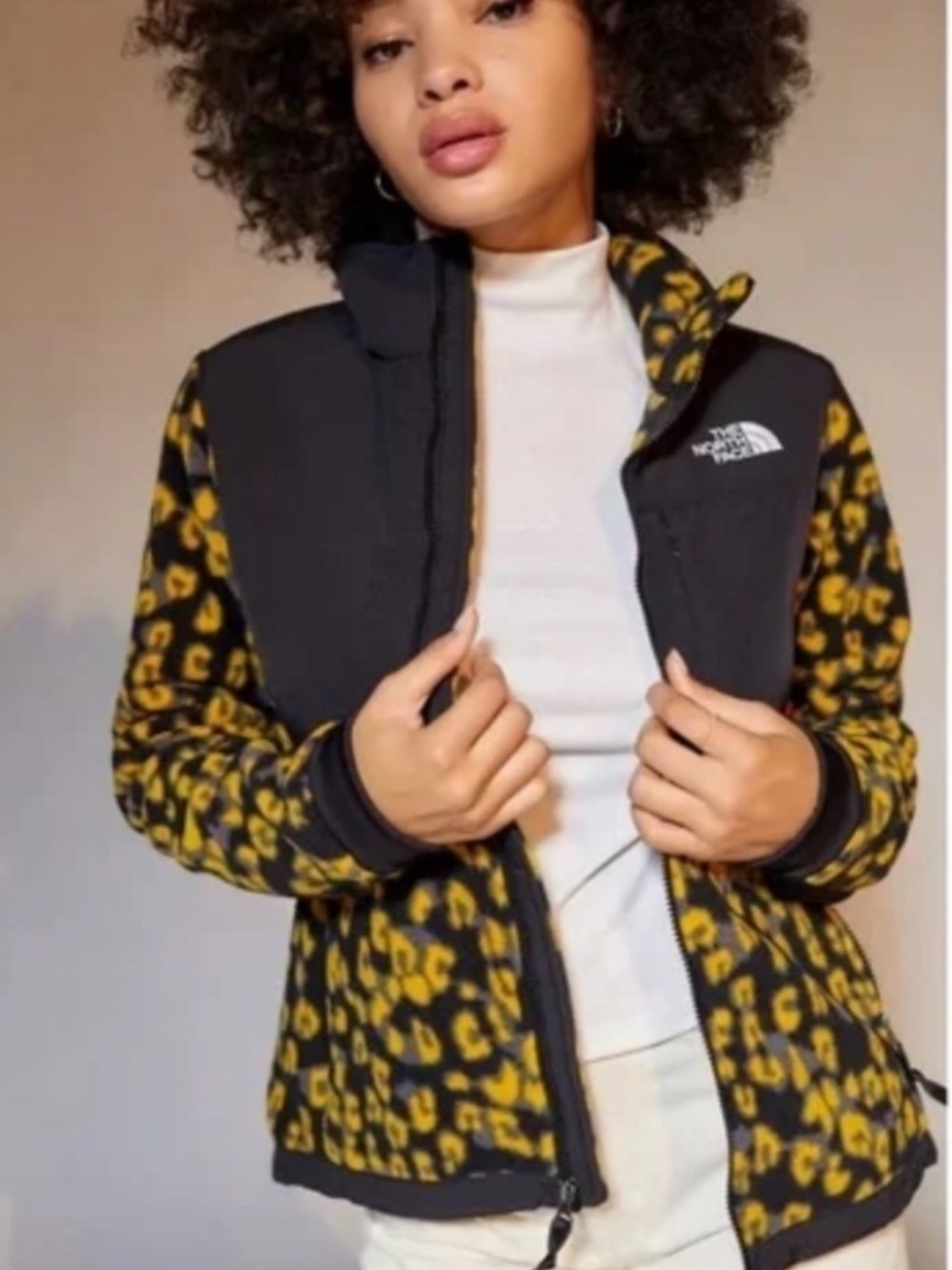 The North Face Denali 2 Leopard Print zip Fleece Jacket ski women’s pockets M